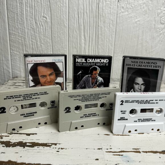 Neil Diamond Cassette Tape Lot Bundle of 3 Primitive Hot August Greatest Hits - Picture 6 of 6